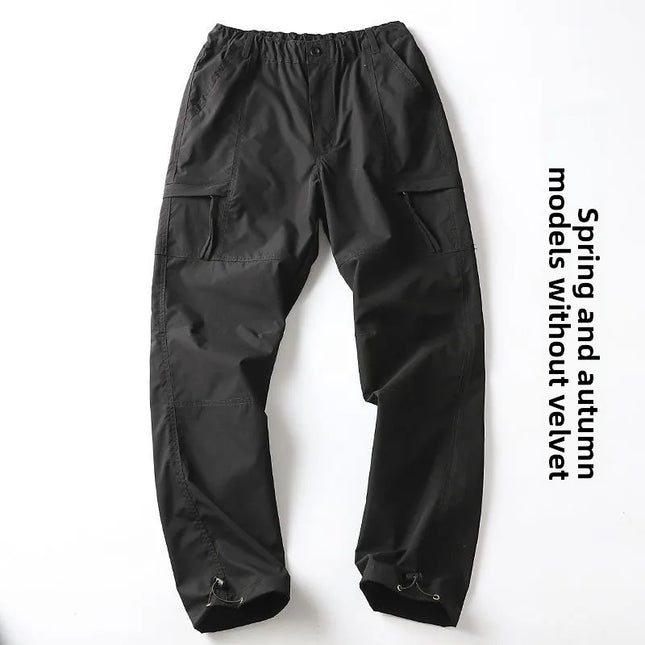 Outdoor Workwear Pants Men's Loose Fce Lined Thi Soft ell Hiking Pants Windproof Waterproof Polyester Fiber Straight Leg