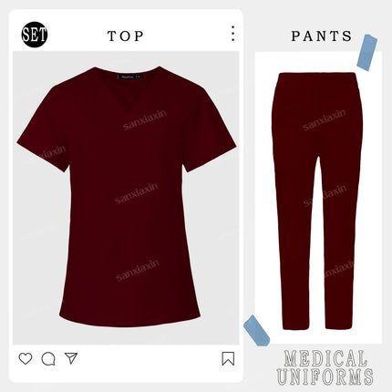 Women Men Straight Pants Set Medical Nurse Uniform Hospital Work Clothes Dentist Overalls Nursing Accesorios Surgical Scrub Set-KarWorkwear