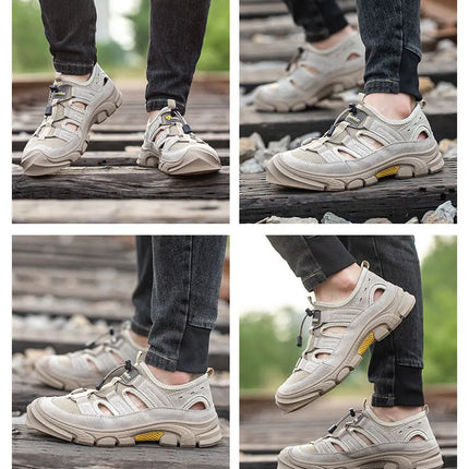 Safety Shoes Men Summer Breathable Work Sandals Men Anti-smash Anti-puncture Indestructible Shoes Work Sneakers Protective Shoes-KarWorkwear