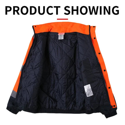 High Visibility Reflective  Jacket Men Waterproof Thickened Safety Coat for Outdoor Work Hi Vis Workwear Bomber Jacket