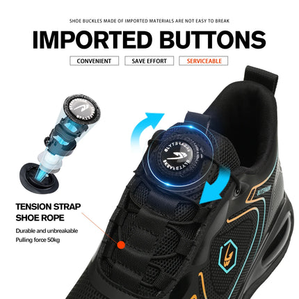Work Security-Protection Boots for Men Women Lightweight Work Sneakers Breathable Steel Toe Shoes Rotating Button Safety Shoes-KarWorkwear