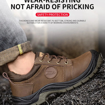 Safety shoes men's leather welding shoes anti-smashing, anti-puncture, non-slip sports Steel toe soft work boots for women-KarWorkwear
