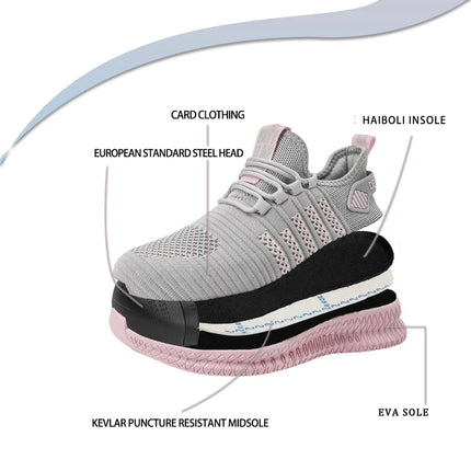 Women's Work Safety Shoes, Anti Impact Steel Toe, Anti Puncture, Wear-resistant Fashion Sports Shoes-KarWorkwear