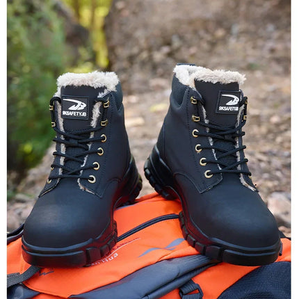 Latest 2024 Fashion Winter Warm Men's Work Safety Boots Waterproof Rugged Steel Toe Shoes Sneakers Safety Protection Coldproof