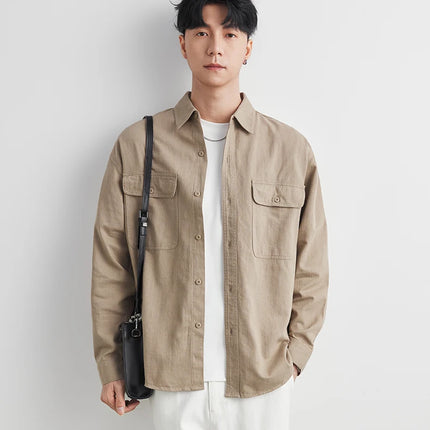 Workwear Shirts for Men 2025 Spring and Autumn New 100% Cotton Long-Sleeve Blouse Vintage Pockets Basic Men's Clothing Jacket