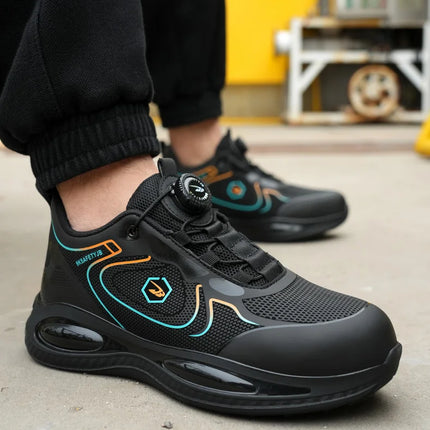 Work Security-Protection Boots for Men Women Lightweight Work Sneakers Breathable Steel Toe Shoes Rotating Button Safety Shoes-KarWorkwear
