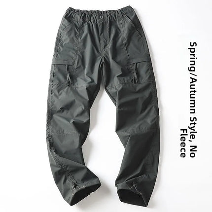 Outdoor Workwear Pants Men's Loose Fce Lined Thi Soft ell Hiking Pants Windproof Waterproof Polyester Fiber Straight Leg