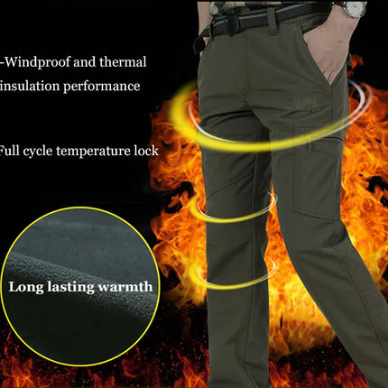 2024 Outdoor Work Tactical Pants Men Winter Casual Cargo Trousers Waterproof Fleece-lined Pant Elastic Hiking Traveling Workwear