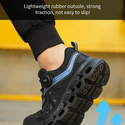 Fashion Rotating Button Men Work Safety Shoes Puncture-Proof Steel Toe Cap Sneakers Indestructible Protective Male Boots-KarWorkwear