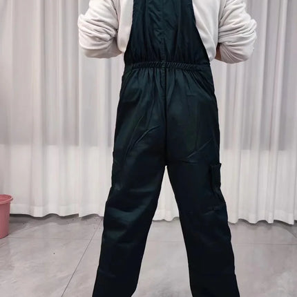 Men Long Sleeve Cargo Overalls Bib Pants Zipper Pockets Rompers Jumpsuit Fashion Labor Casual Coveralls Plus Size S-4xl
