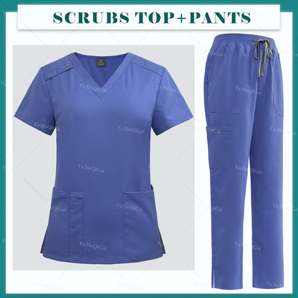 Medical Nurse Uniforms Summer Fashion Women Surgical Uniforms High-end Fabric Scrubs Clothes Nursing Workwear Elastic Tops Pants-KarWorkwear