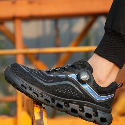 Fashion Rotating Button Men Work Safety Shoes Puncture-Proof Steel Toe Cap Sneakers Indestructible Protective Male Boots-KarWorkwear