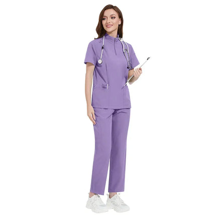 Hospital Doctor Nursing Uniform Women Wholesale Casual Short Sleeved V-neck Jogger Suits Nurse Pharmacy Working Medical Uniforms-KarWorkwear