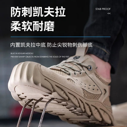 Breathable Summer Safety Work Shoes For Men Insulation 6KV Plastic Toe Anti-smash Non-slip Indestructible Boots Male Footwear-KarWorkwear