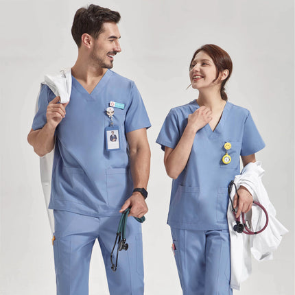 Ultra Light Scrub Set Medical Nurse Uniform for Women Men Hospital Doctor Workwear Poplin Fabric Veterinary Surgical Outfit 8020-KarWorkwear
