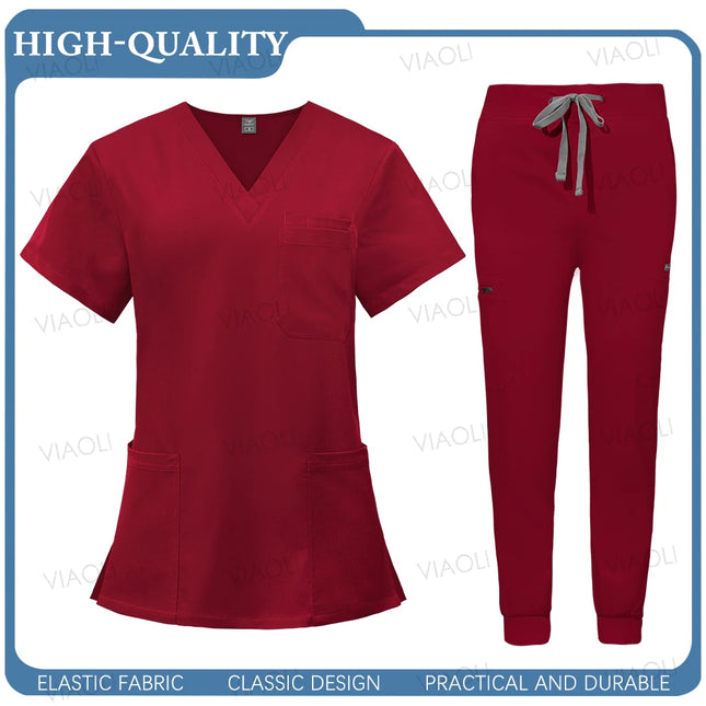 New Operating Room Uniform Hospital Working Scrub Set Medical Supplies Nurse Dental Surgery Suit Beauty Workwear Scrub Top Pants-KarWorkwear