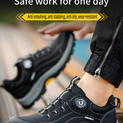 Men's Steel Head Safety Shoes Puncture And Smash Resistant Lightweight Sole Breathable Upper for Outdoor Workshop Work Shoes
