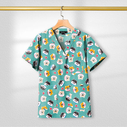 Short Sleeved Custom SPA Uniform Unisex Aesthetic Uniforms Printed Cotton Jacket Tops Fashion Surgical Gown Veterinary Work Wear-KarWorkwear