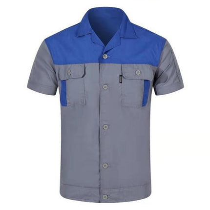 Men Women Short Sleeve Work Coat Workshop Shirts Motor Mechanic Uniform with Two-pocket T-shirts Man Workshop Overalls Top-KarWorkwear