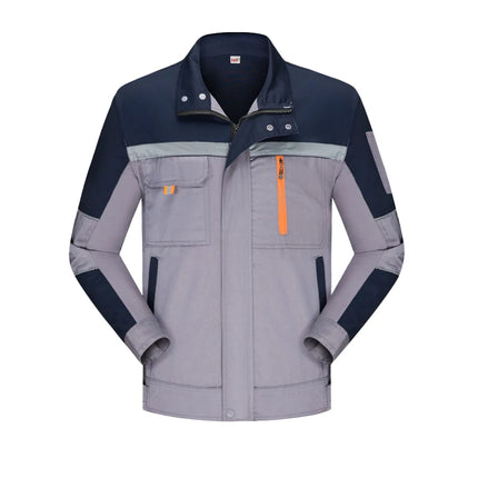 Mens Factory Work Shirt Uniform Long Sleeve Turn-Down Collar Workwear Motor Mechanic Repair Workshop Two-pocket T-shirts Tops-KarWorkwear