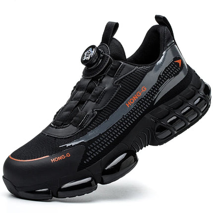 Rotating Button Men Safety Shoes Protective Sneakers Steel Toe Cap Anti-smash Work Shoes Fashion Indestructible Boots Security-KarWorkwear