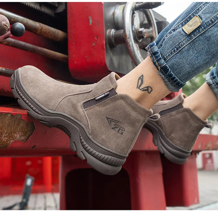 2023 Quality Leather Boots Men Safety Shoes Waterproof Work Boots Safety Steel Toe Shoes Men Puncture-Proof Indestructible Shoes-KarWorkwear