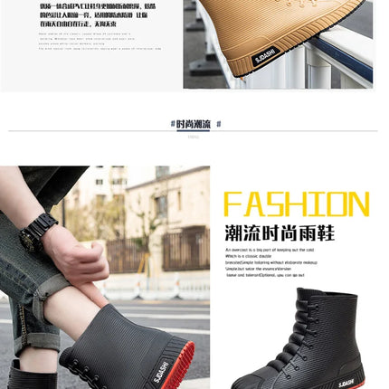 Versatile Casual Short-barreled Waterproof Shoes Men Women Lined With Fleece Warmth Anti-slip Wear-resistant Outdoors Rain Boots