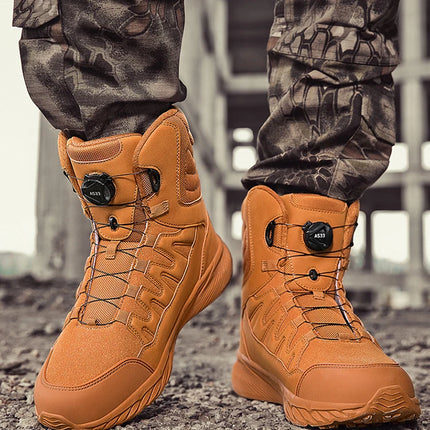 Large Outdoor Training Boots Men's Mountaineering Hiking Boots High Top Rotating Buckle Fashion Camouflage Sports Shoes-KarWorkwear