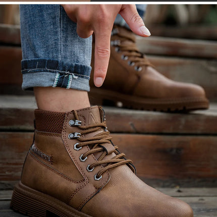 Leather Men Work Safety Shoes Anti-smashing Steel Toe Cap Working Boots Construction Indestructible Work Sneakers Men Shoes