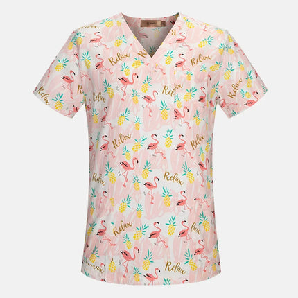 viaoli Cotton Cartoon print spa uniform beauty salon Pet shop uniform Fashion Slim Fit top scrub clothes women scrubs lab coat-KarWorkwear