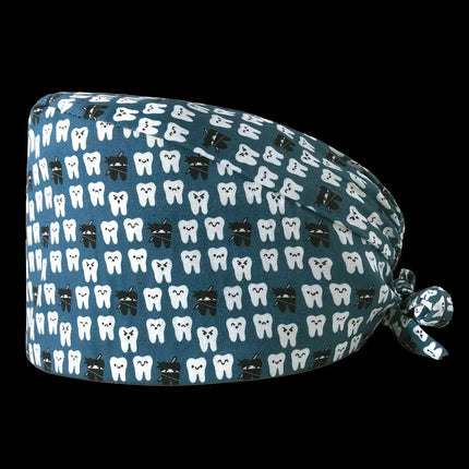 Cartoon Doctor Operating Room Pattern Printed Nursing Head Cap Lab Scrub Pet Hospital Surgical Hat Unisex Dentist Scrub Cap 2023
