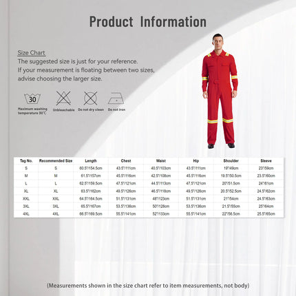 Mens Coveralls High Visibility Reflective Stripes Overalls Turn-Down Collar Long Sleeves Zipper Jumpsuits Work Mechanic Uniform