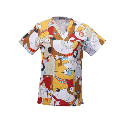 Pet Clinic Vet Work Uniforms Women Nurse Accessories Animal Printed Hospital Doctor Nursing T-Shirt Medical Scrubs Clothes Tops-KarWorkwear