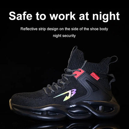 Luminous Steel Toe Boots For Men Non-slip Work Boots Indestructible Shoes Kitchen Restaurant Safety Boots Male Footwear 36-48-KarWorkwear