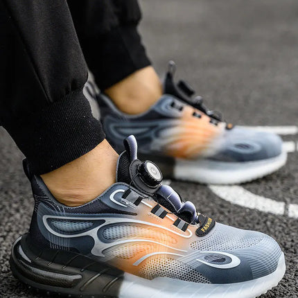 New Men's Safety Shoes with Rotating Buttons,working Sports Shoes, Protective Boots, Parker Steel Shoes,casual Ring Shoes-KarWorkwear