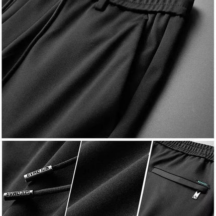 Men Elastic Waist Pants Male Casual Stretch Classic Brand Business Straight Leg Clothing Trousers Solid Color Comfortable Pants