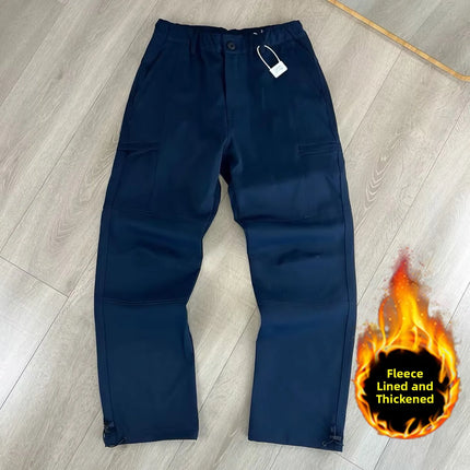 Outdoor Workwear Pants Men's Loose Fce Lined Thi Soft ell Hiking Pants Windproof Waterproof Polyester Fiber Straight Leg