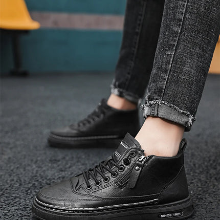 Men's boots four seasonal outdoor workwear boots male casual boots fashion soft sole comfortable leather sports boots men's shoe