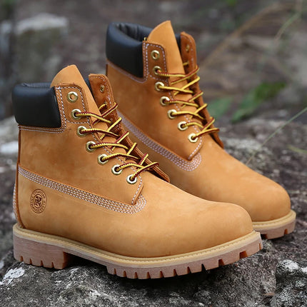 New Work Boots Men's Original Comfy Shoes Outdoor Hiking Leather Casual Shoes For Men Basic Boots Waterproof Yellow Boots