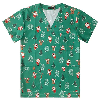 Men's Work Uniform Teeth Print Dentist Comfortable Short Sleeve Scrubs V-Neck Top Clinic Pharmacy Nursing Accessories Blouse New-KarWorkwear