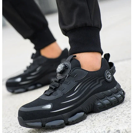 Rotating Button New Safety Shoes Men Anti-smash Anti-puncture Work Shoes Fashion Men Sport Shoes Security Protective Boots Men