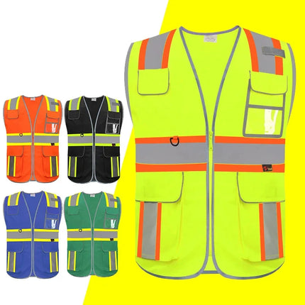 Reflective Safety Vest High Visibility Working Vest Signal Adjustable Size Work Safety Jacket Men Construction Vest Work Uniform-KarWorkwear