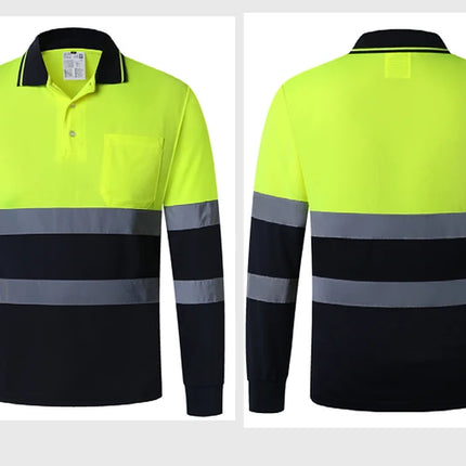 Security Reflective Shirts for Men Hi Viz Vis Shirt with Pocket Two Tone Workwear High Visibility Reflective Clothes