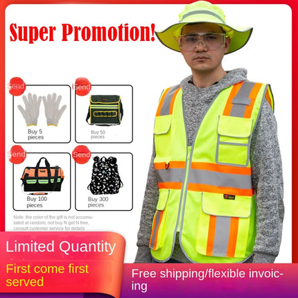 Reflective Safety Vest High Visibility Working Vest Signal Adjustable Size Work Safety Jacket Men Construction Vest Work Uniform-KarWorkwear