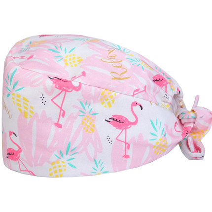 Clearance Pattern Scrub Cap Tie Back Working Hat 100% Cotton Washable Sweatband Beautician Dust Proof Scrub Caps-KarWorkwear