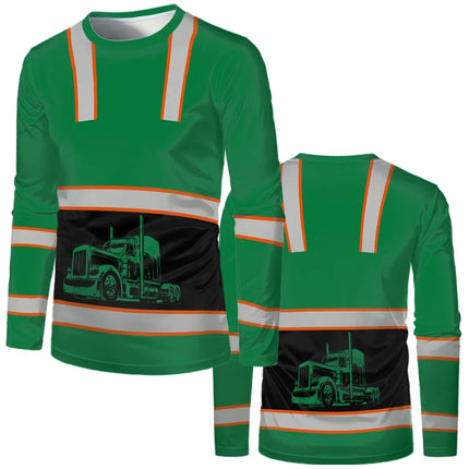 Construction worker workwear, classic loose round-neck T-shirt, long-sleeved shirt, comfortable breathable workwear