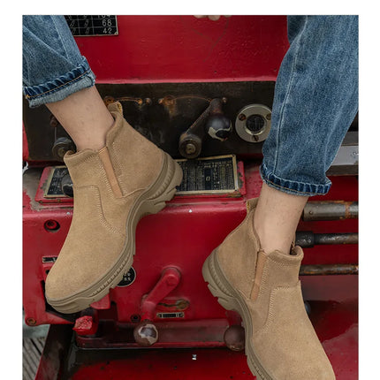 2023 Quality Leather Boots Men Safety Shoes Waterproof Work Boots Safety Steel Toe Shoes Men Puncture-Proof Indestructible Shoes-KarWorkwear