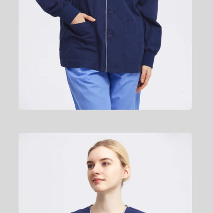Long Sleeves Scrubs Jackets Pretty Outfit Soft Nurse Out Coat Doctor Hospital Nursing Staff Uniforms Autumn Winter Work Wear-KarWorkwear