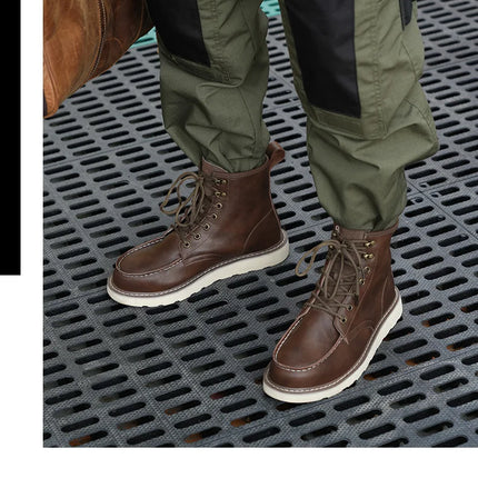 High quality leather boots Men Work Boots Waterproof Safety Shoes Men Autumn winter boots Steel toe shoes Puncture-Proof Boots