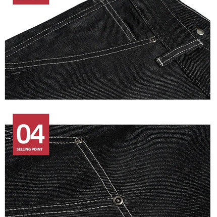 MIJKO Black Original Cow Jeans Wood Trousers Bright Line Design Comfortable Fit Workwear Casual Pants ZJ118